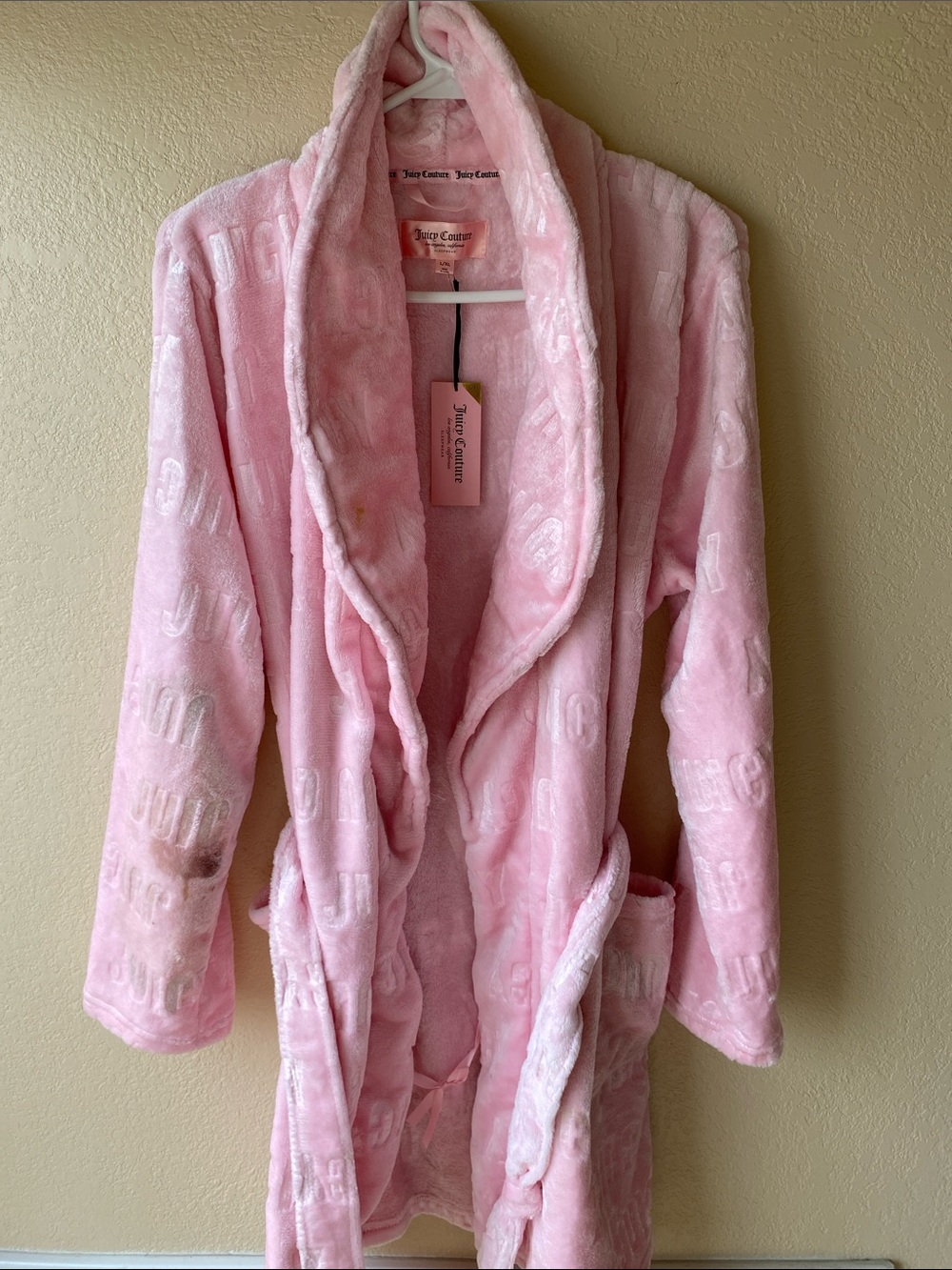Juicy Couture Pink Plush Shawl-Collar Teddy Robe